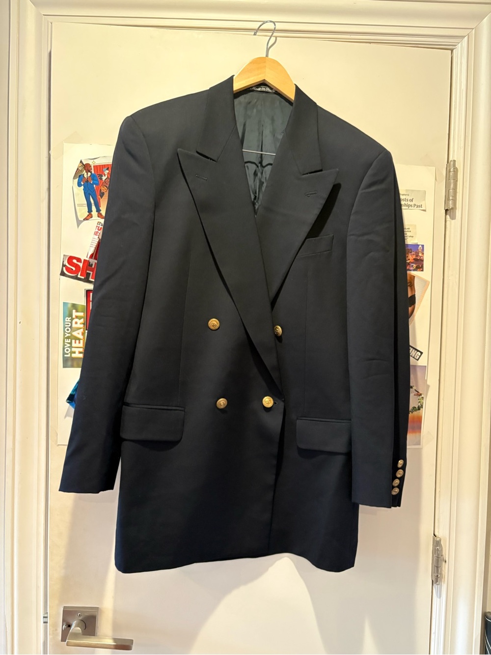 Valentino Double-Breasted Black Blazer with Gold Buttons